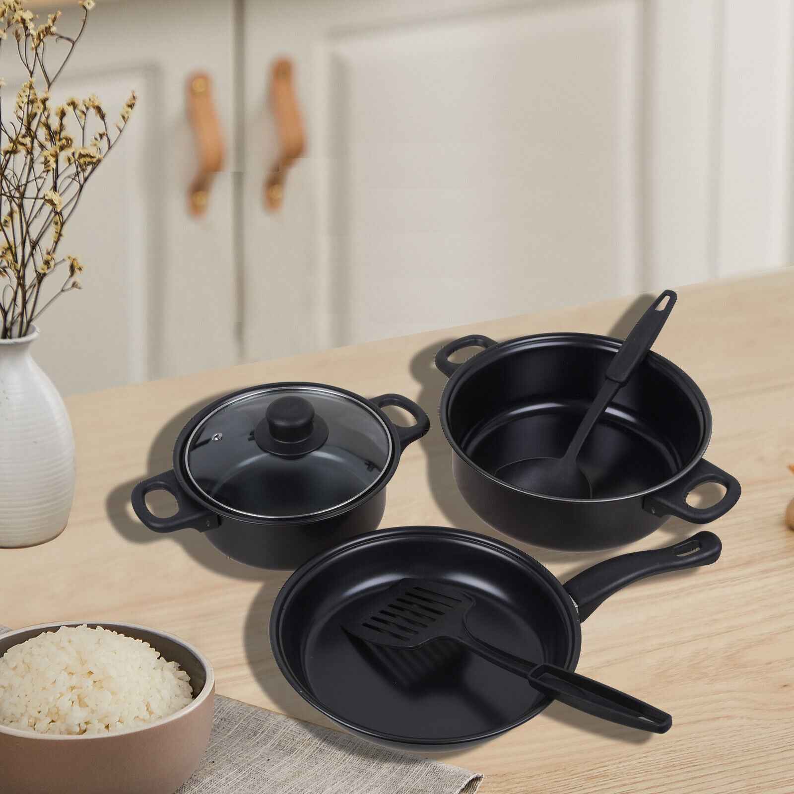 13pcs Cookware Set Pan Pot Non Stick Saucepans Frying Pan Cookware Set Glass Lid
