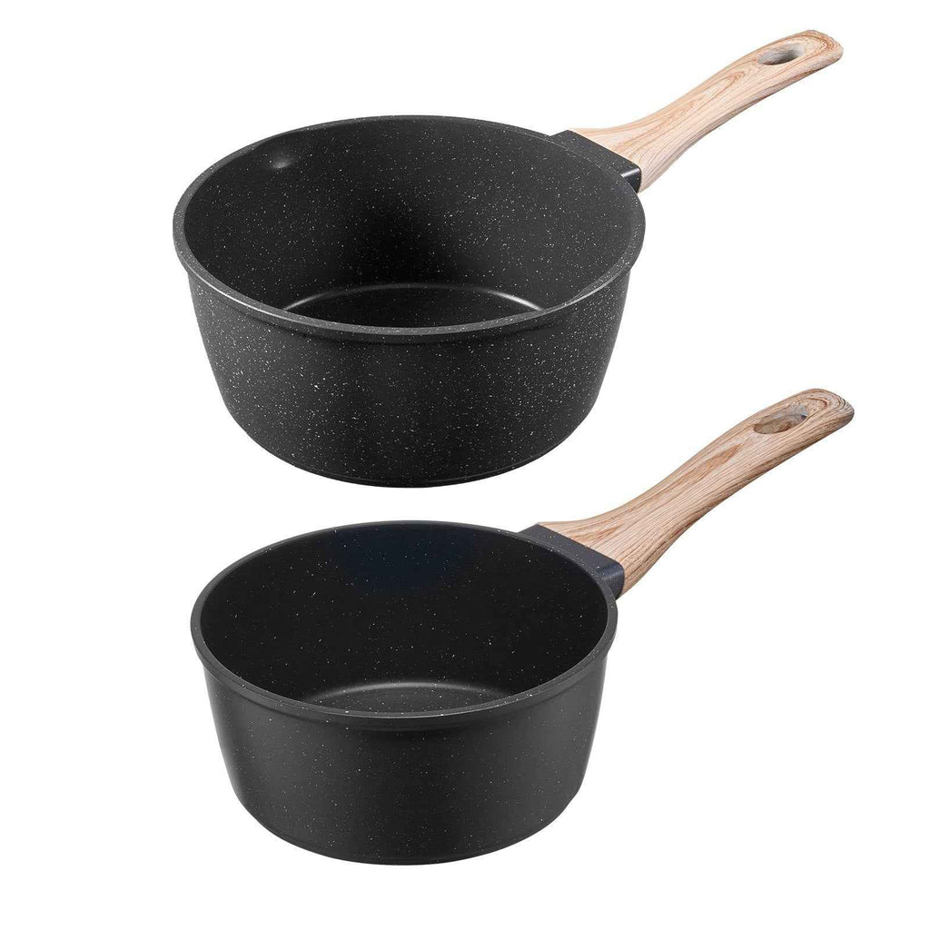 Saucepan Set, 1.5 QT & 2.5 QT Nonstick Saucepan With Glass Lids, Multipurpose Cooking Sauce Pots With Detachable Handles, Sauce Pan Kitchen Cooking Pot With Coating, Induction Compatible, Black