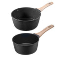 Saucepan Set, 1.5 QT & 2.5 QT Nonstick Saucepan With Glass Lids, Multipurpose Cooking Sauce Pots With Detachable Handles, Sauce Pan Kitchen Cooking Pot With Coating, Induction Compatible, Black