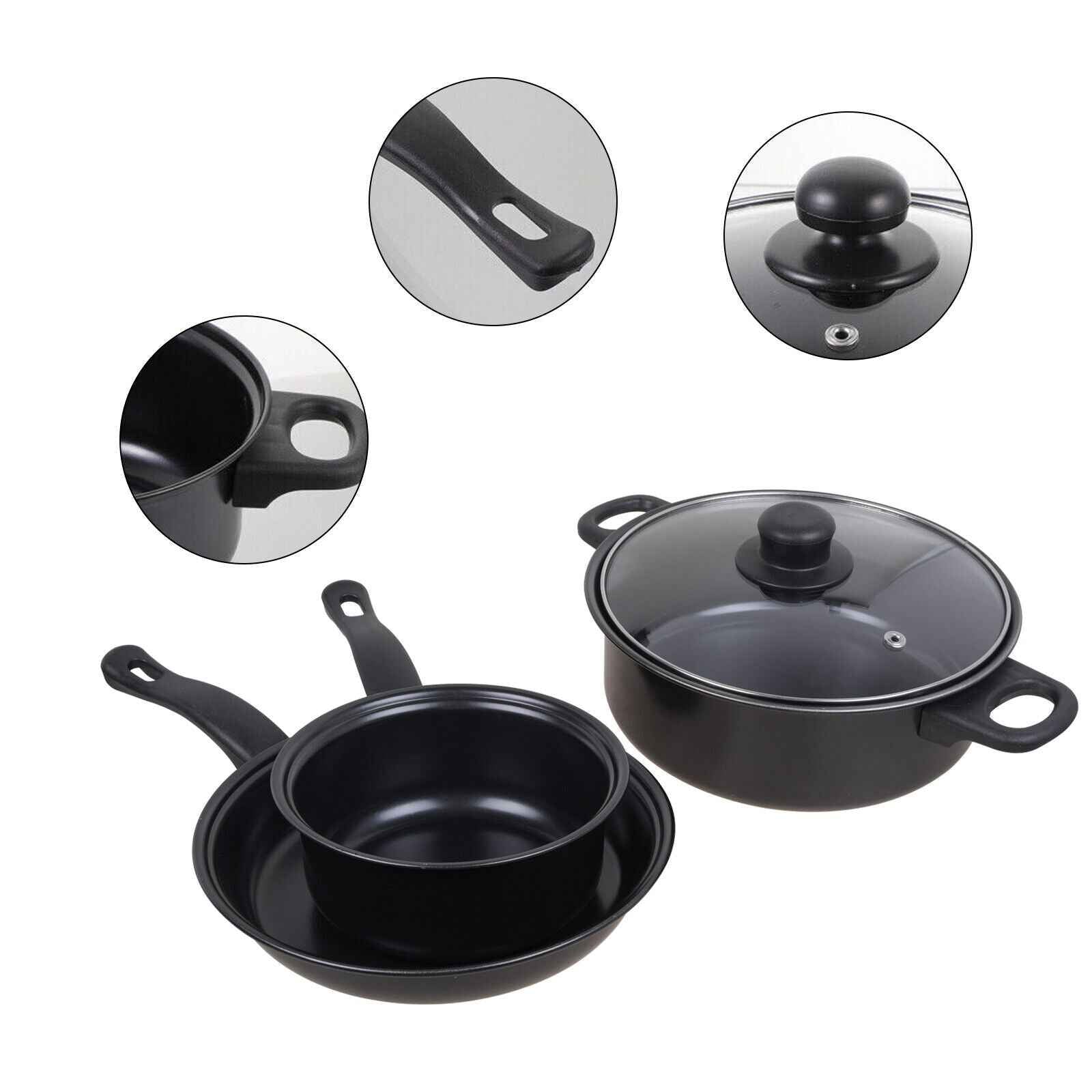 13pcs Cookware Set Pan Pot Non Stick Saucepans Frying Pan Cookware Set Glass Lid