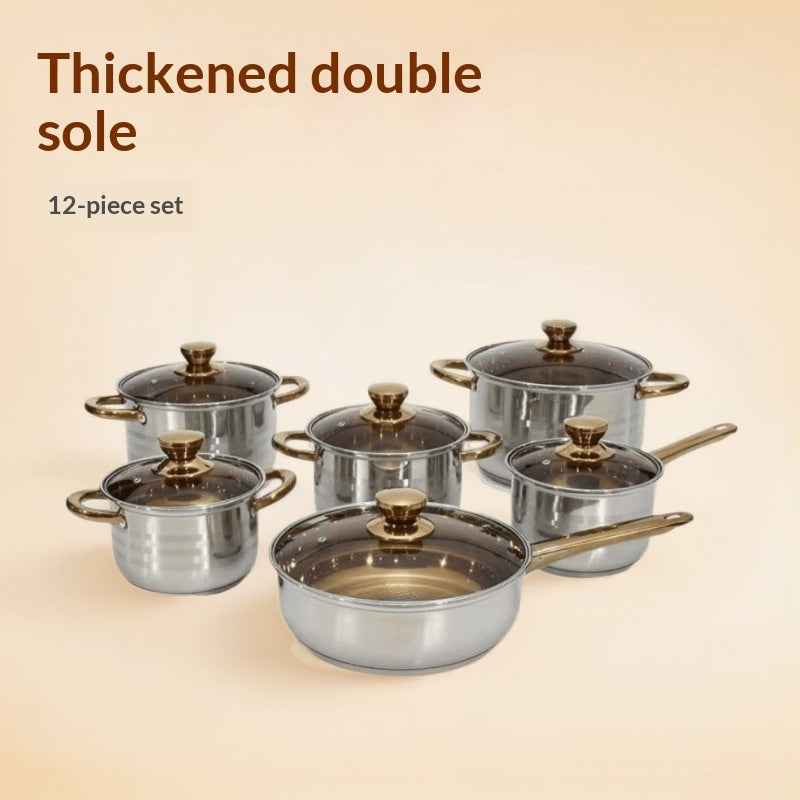 Thickened Double-Base Cookware 12-Piece Set
