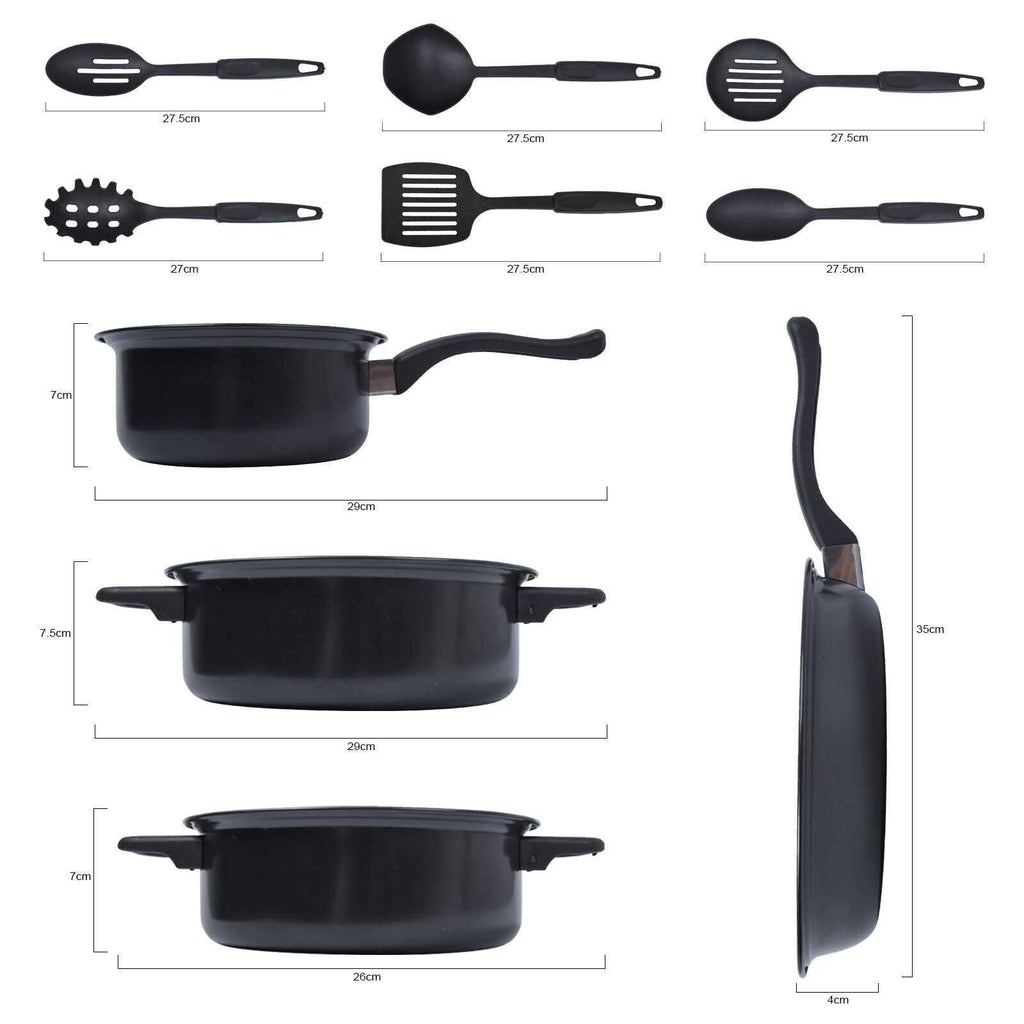 13pcs Cookware Set Pan Pot Non Stick Saucepans Frying Pan Cookware Set Glass Lid