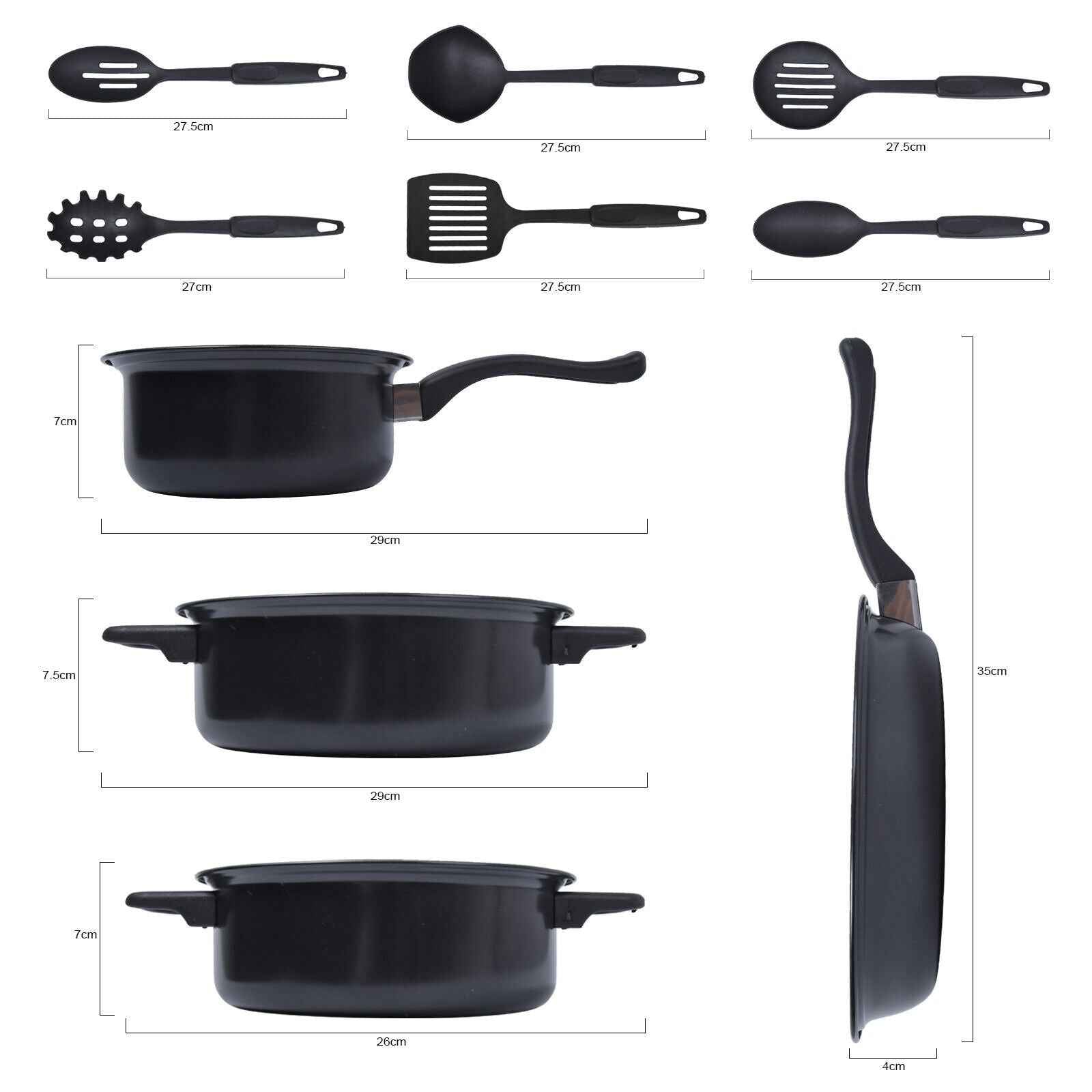 13pcs Cookware Set Pan Pot Non Stick Saucepans Frying Pan Cookware Set Glass Lid