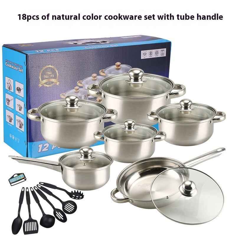 Stainless Steel Gold Handle Pot Set Non-stick Pan Stainless Pots Suit